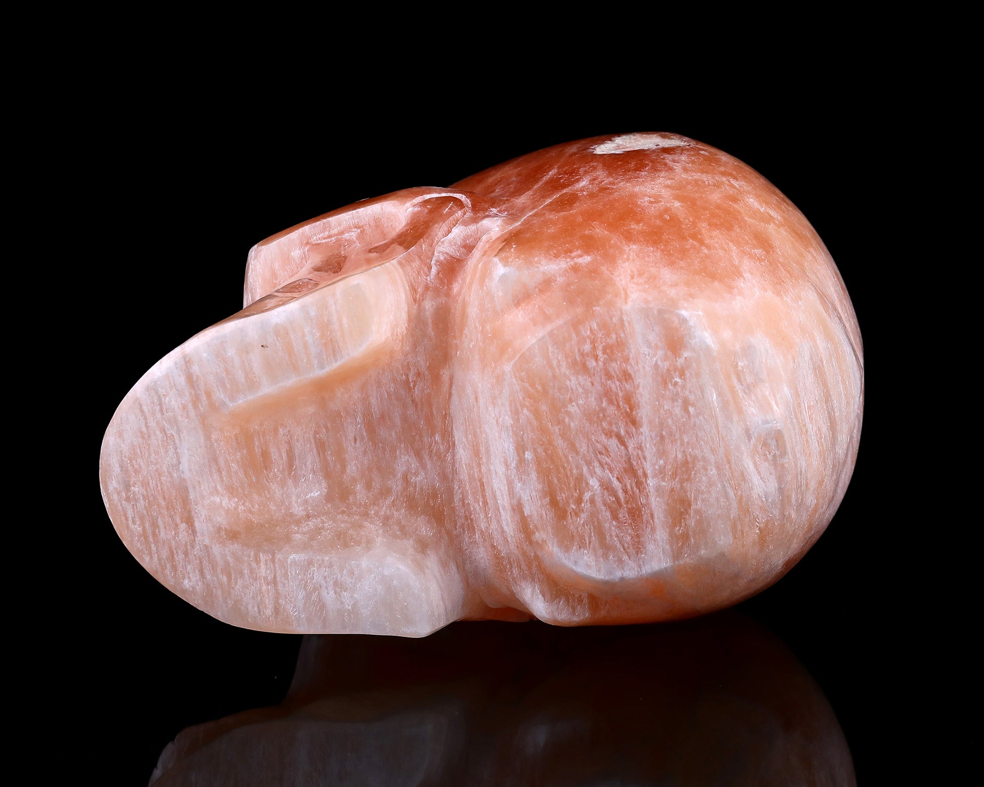 6.9" Orange Selenite Hand Carved Crystal Realistic Skull Sculpture Crystallumi