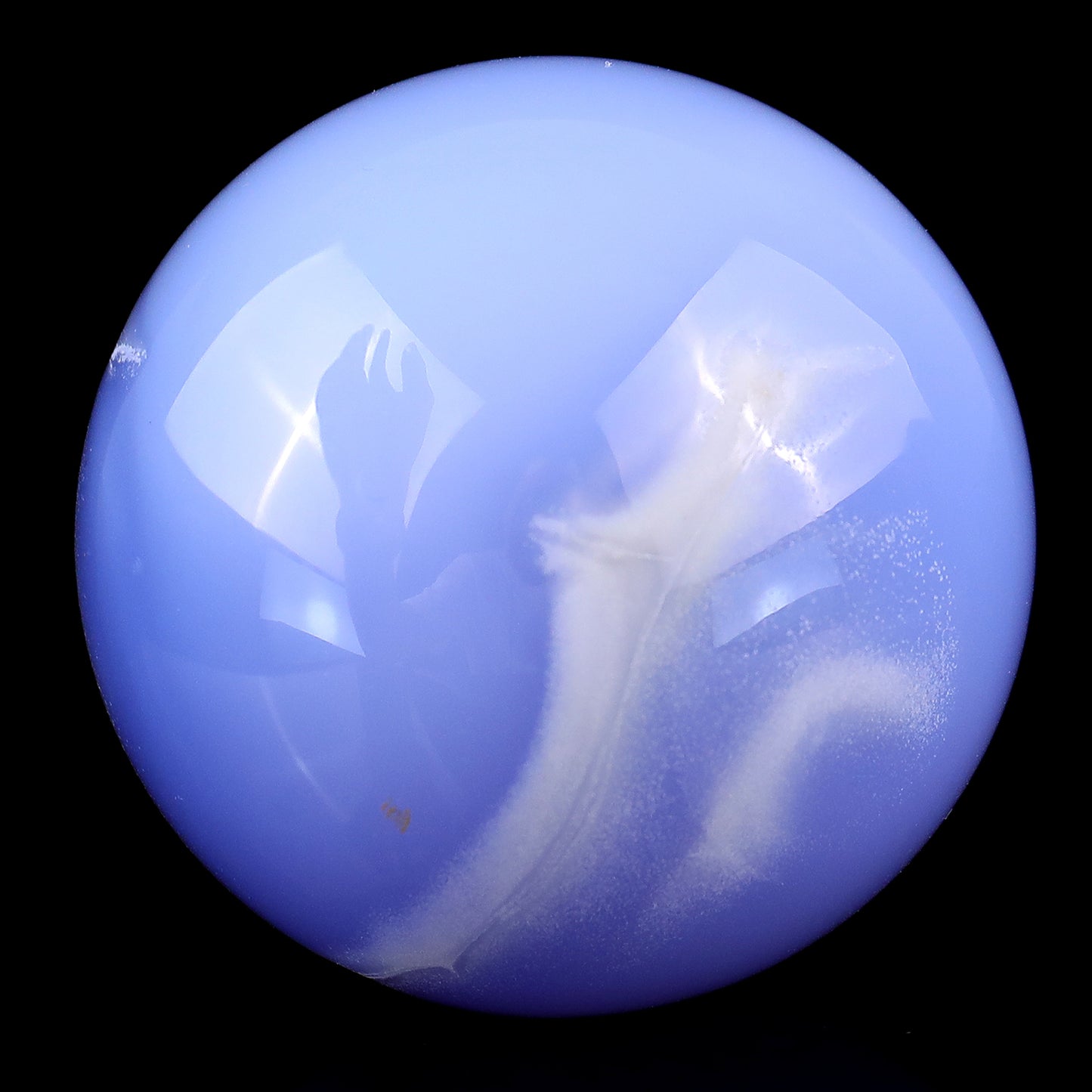 60mm Blue Chalcedony Hand Carved Crystal Sphere Crystallumi