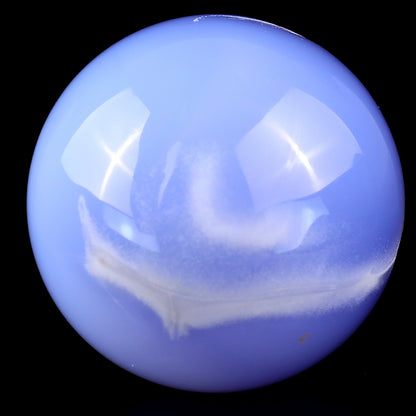 60mm Blue Chalcedony Hand Carved Crystal Sphere Crystallumi