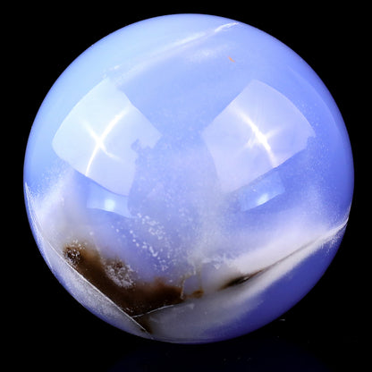 60mm Blue Chalcedony Hand Carved Crystal Sphere Crystallumi