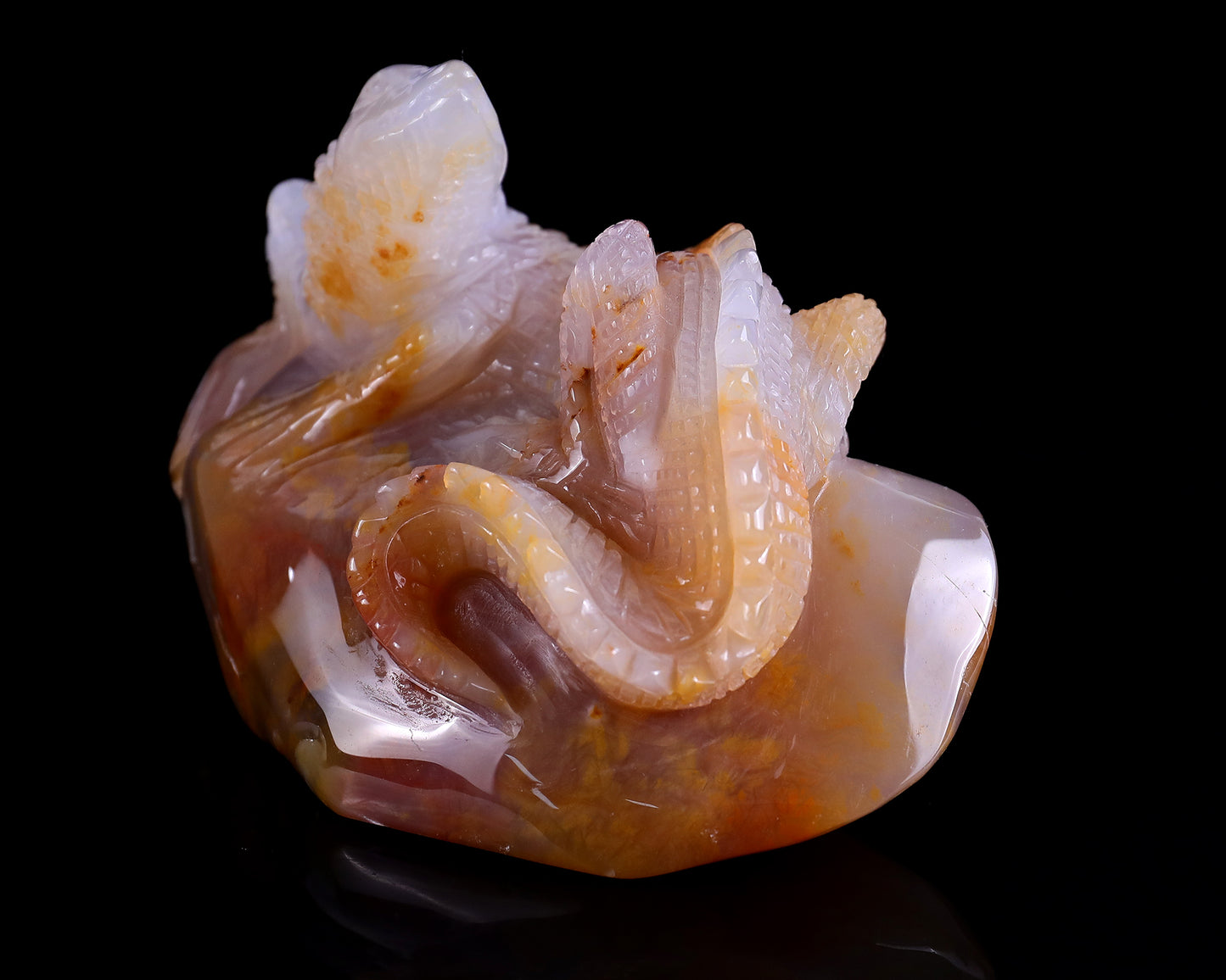 4.8" Chalcedony Hand Carved Crystal Lizard Sculpture