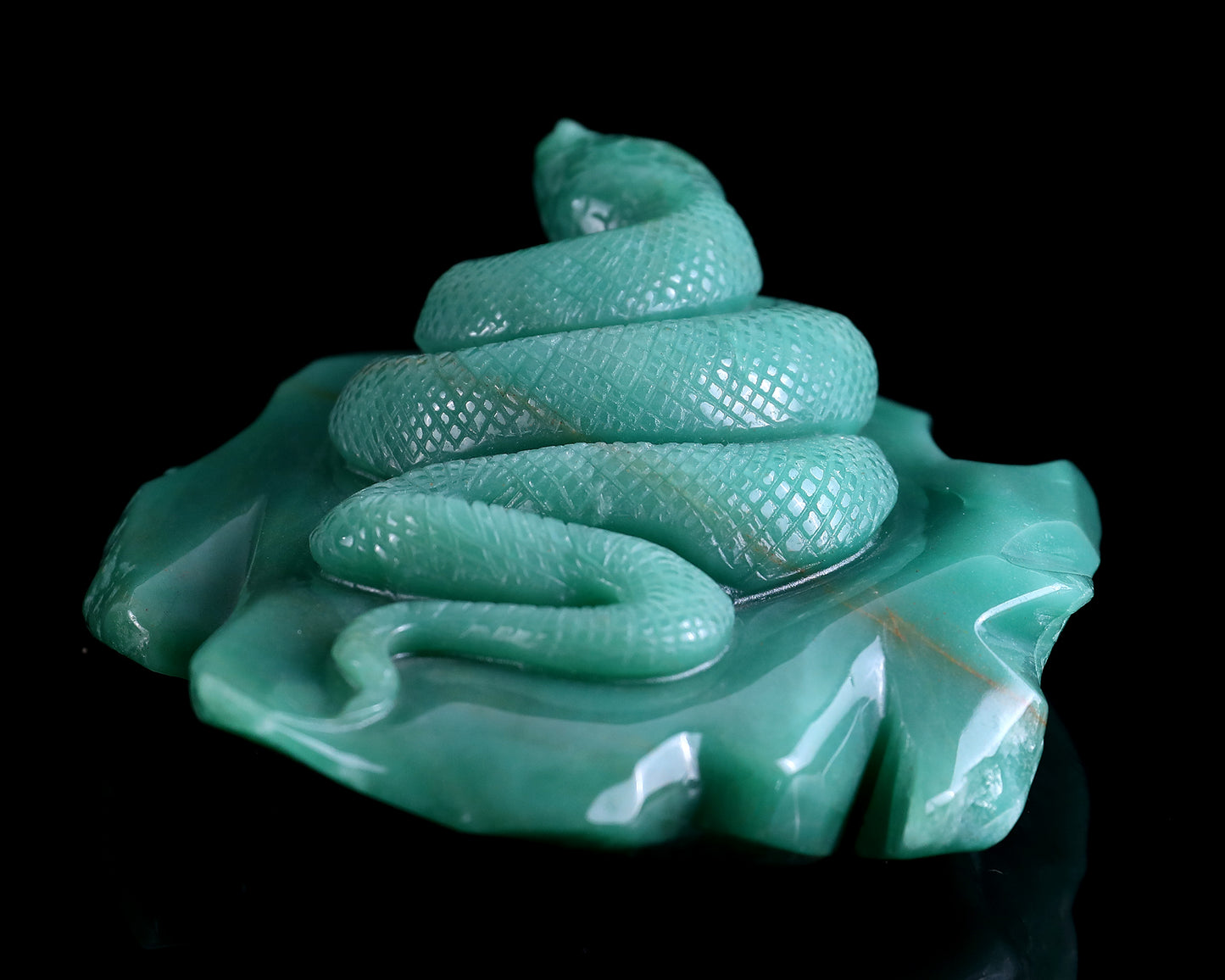 6.4" Green Aventurine Hand Carved Crystal Snake Sculpture