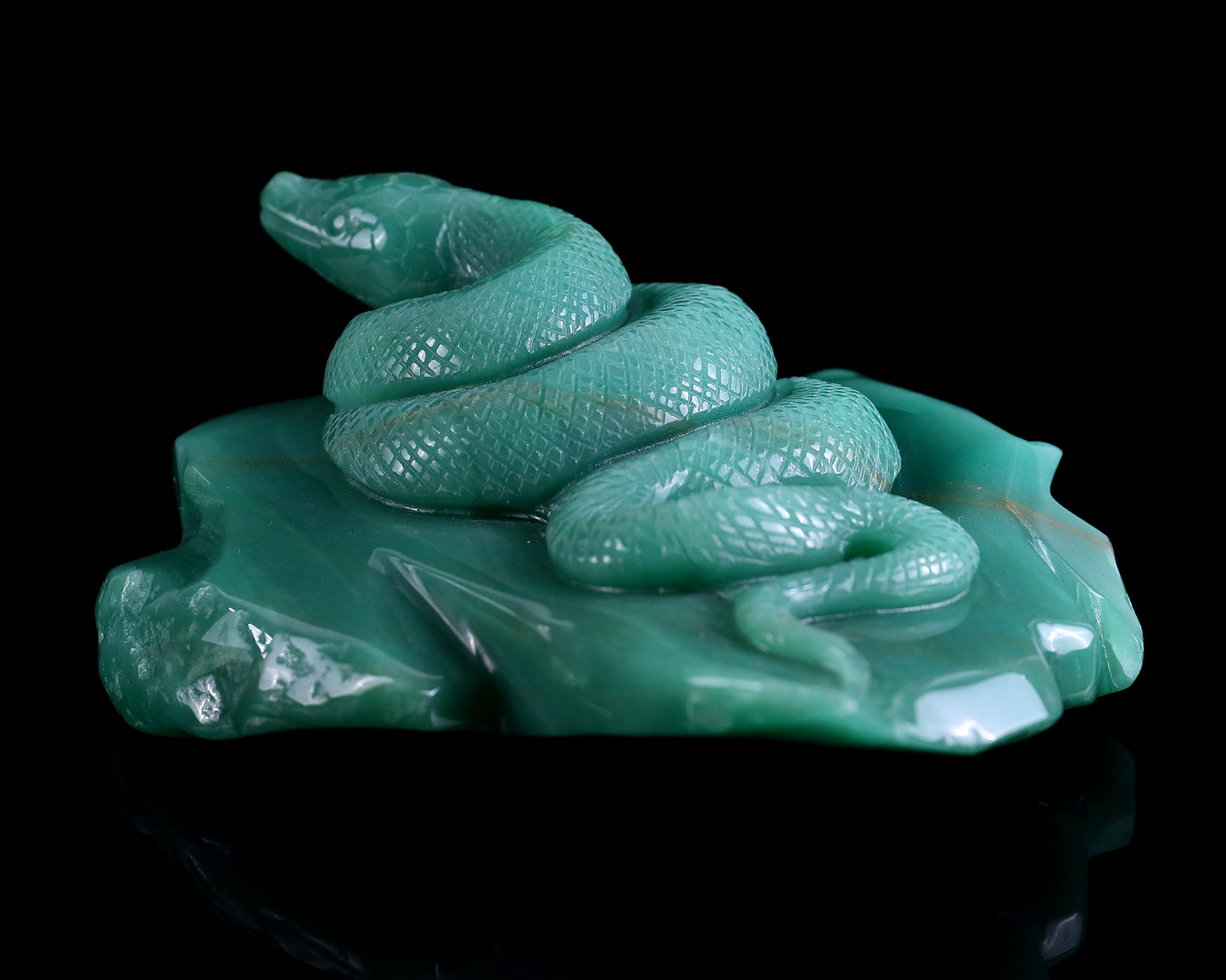 6.4" Green Aventurine Hand Carved Crystal Snake Sculpture