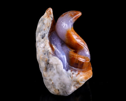 3.9" Chalcedony Hand Carved Crystal Snake Sculpture