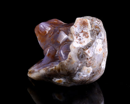 3.7" Chalcedony Hand Carved Crystal Frog Sculpture