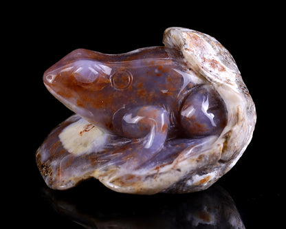 3.7" Chalcedony Hand Carved Crystal Frog Sculpture