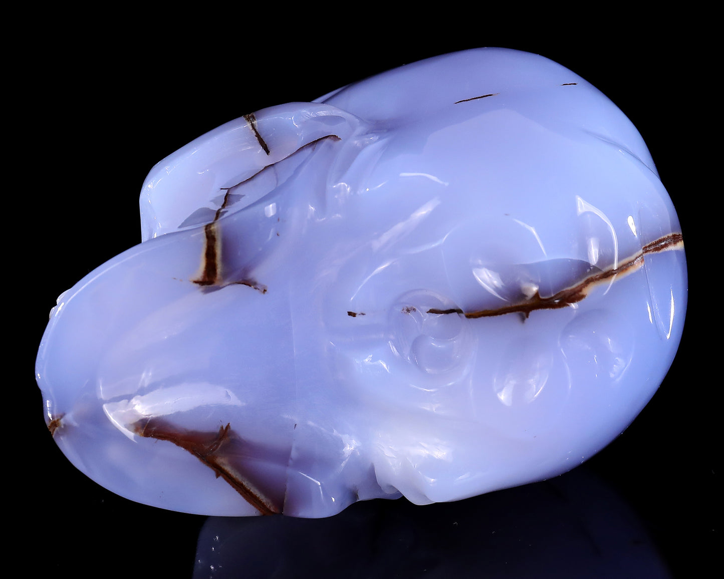 5.6" Blue Chalcedony Hand Carved Crystal Realistic Skull Sculpture