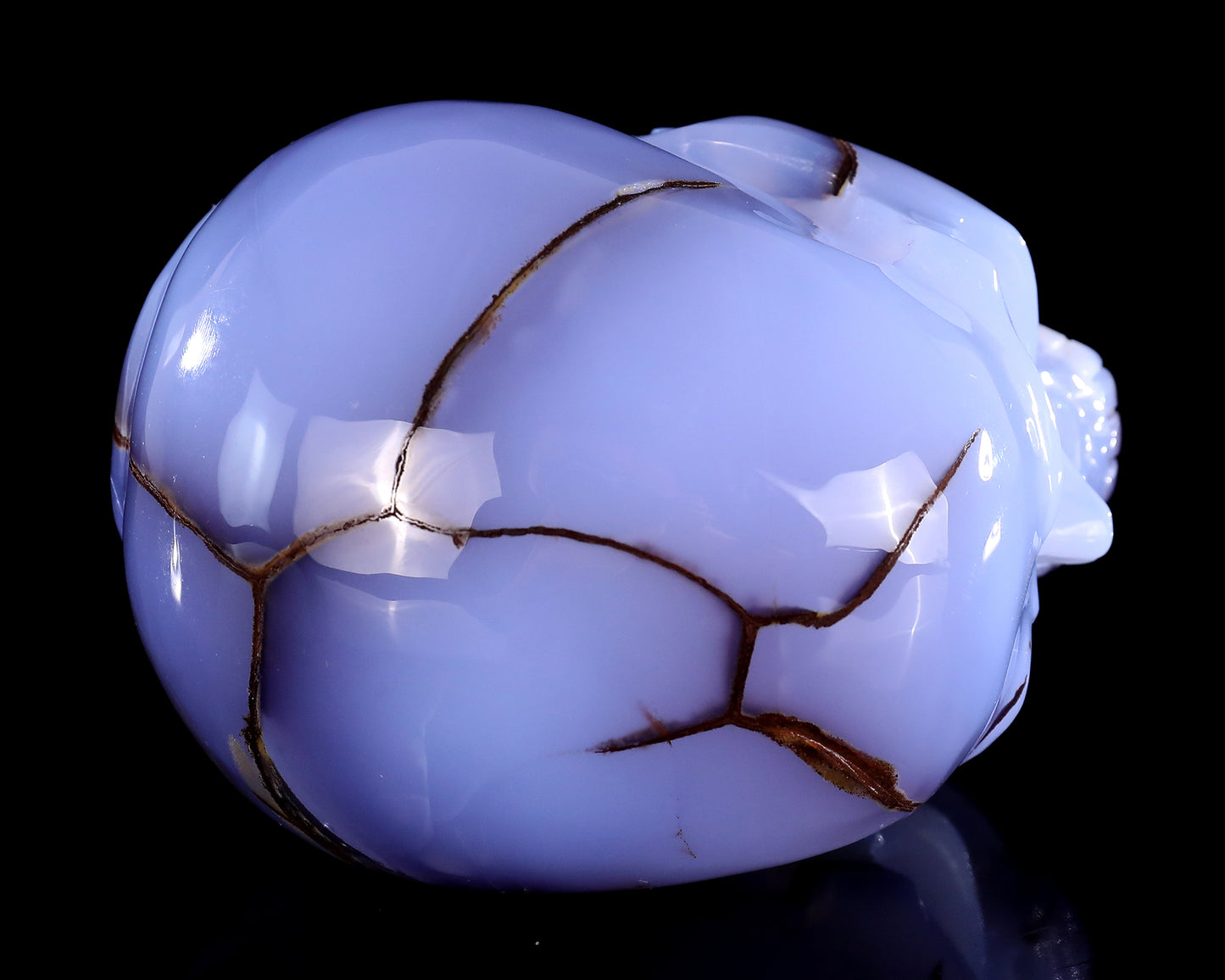 5.6" Blue Chalcedony Hand Carved Crystal Realistic Skull Sculpture