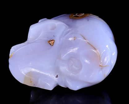 5.7" Blue Chalcedony Hand Carved Crystal Realistic Skull Sculpture