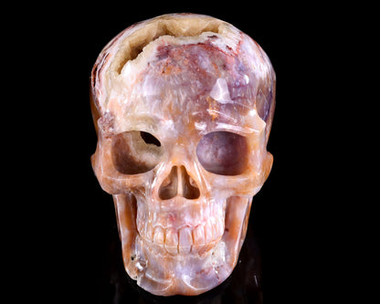 7.3" Chalcedony Hand Carved Crystal Realistic Skull Sculpture