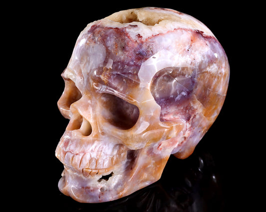 7.3" Chalcedony Hand Carved Crystal Realistic Skull Sculpture