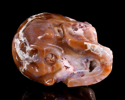 7.3" Chalcedony Hand Carved Crystal Realistic Skull Sculpture