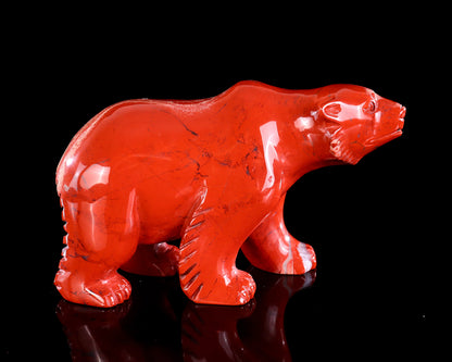 6.4" Red Jasper Hand Carved Crystal Polar Bear Sculpture