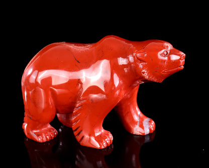 6.4" Red Jasper Hand Carved Crystal Polar Bear Sculpture