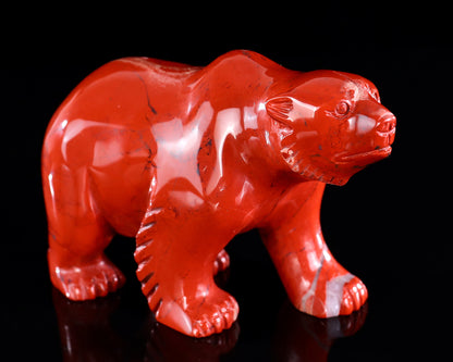 6.4" Red Jasper Hand Carved Crystal Polar Bear Sculpture