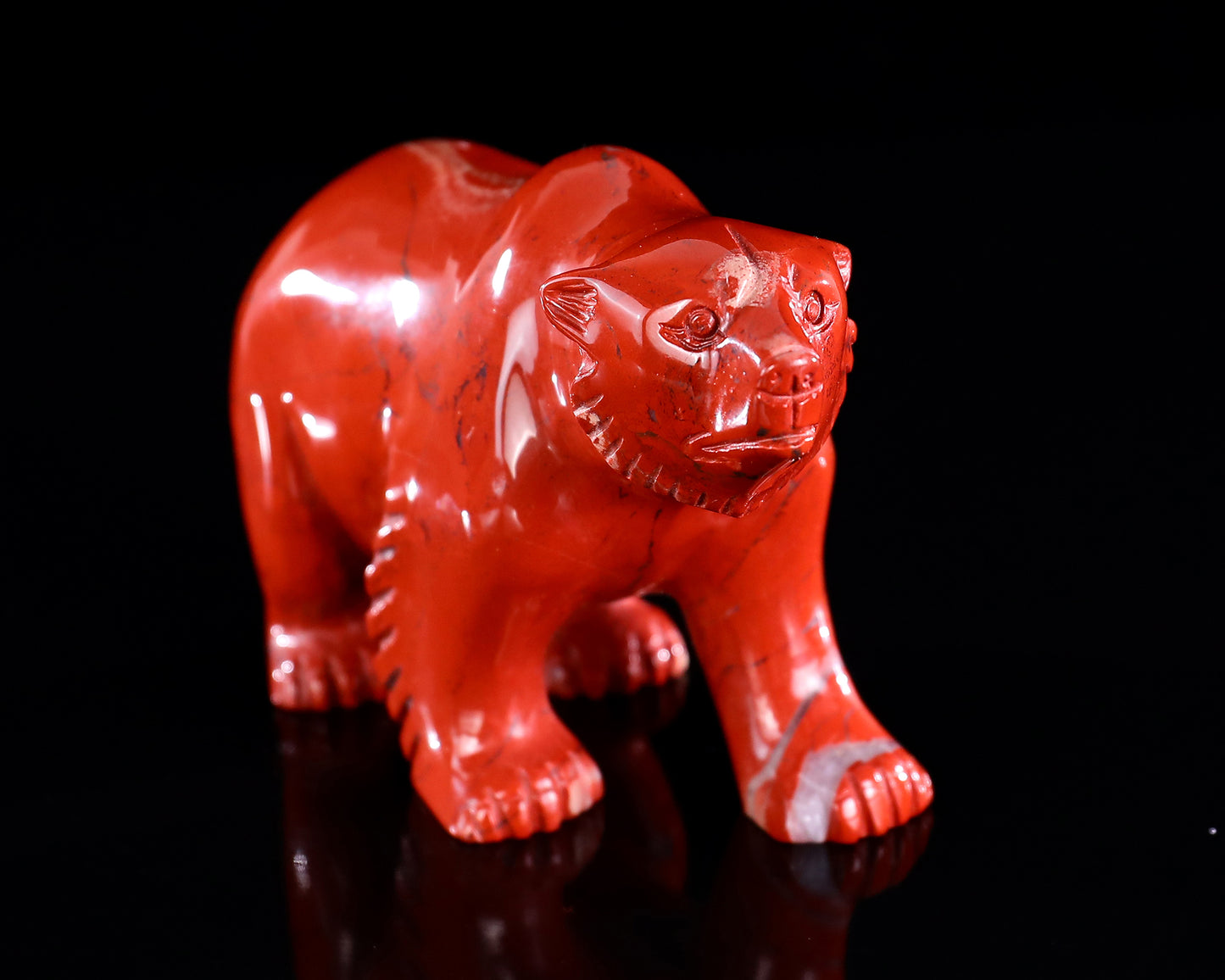 6.4" Red Jasper Hand Carved Crystal Polar Bear Sculpture