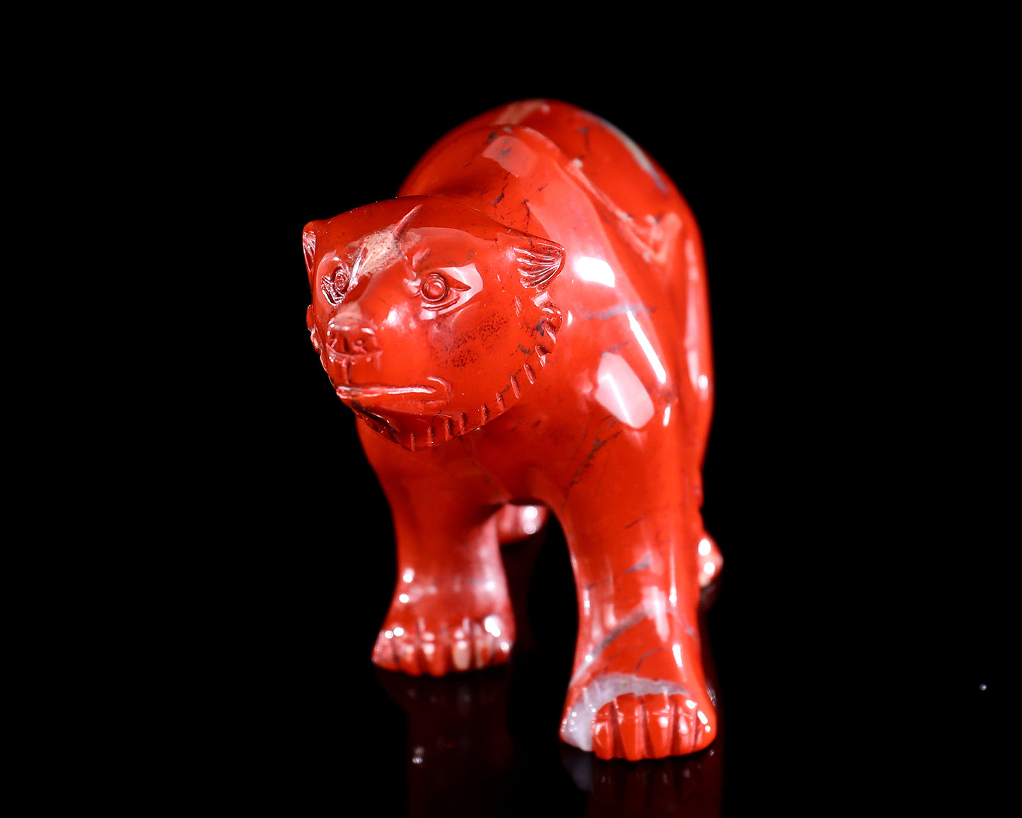 6.4" Red Jasper Hand Carved Crystal Polar Bear Sculpture