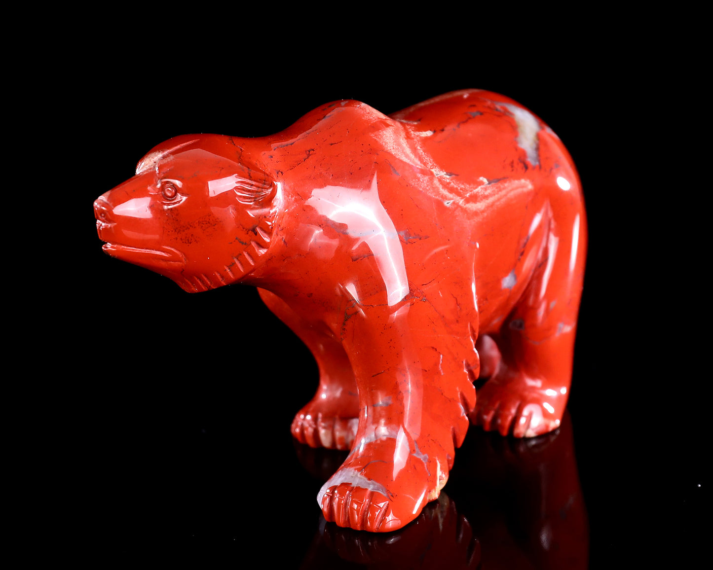 6.4" Red Jasper Hand Carved Crystal Polar Bear Sculpture