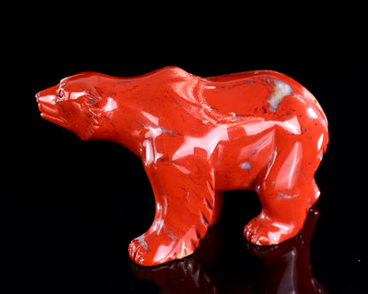 6.4" Red Jasper Hand Carved Crystal Polar Bear Sculpture