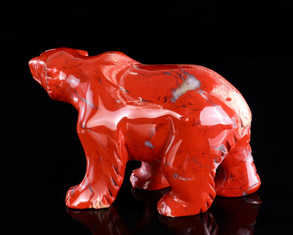 6.4" Red Jasper Hand Carved Crystal Polar Bear Sculpture