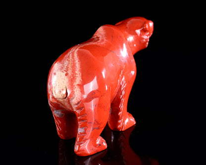 6.4" Red Jasper Hand Carved Crystal Polar Bear Sculpture