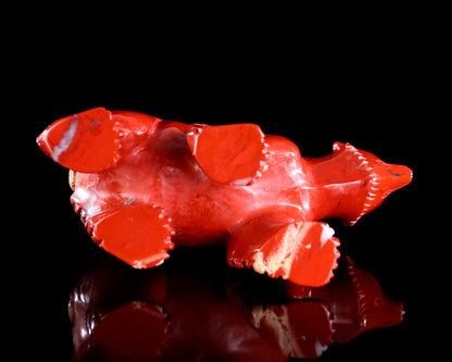 6.4" Red Jasper Hand Carved Crystal Polar Bear Sculpture