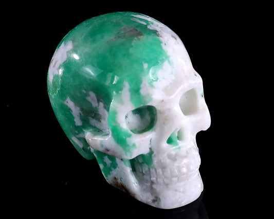 1.7" Emerald Hand Carved Crystal Realistic Skull Sculpture