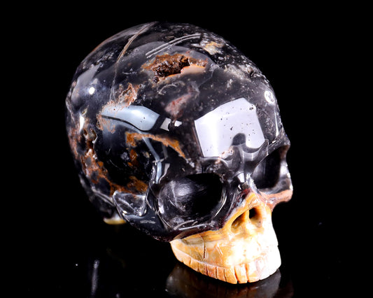 2.7" Red Lace Agate Hand Carved Crystal Realistic Skull Sculpture