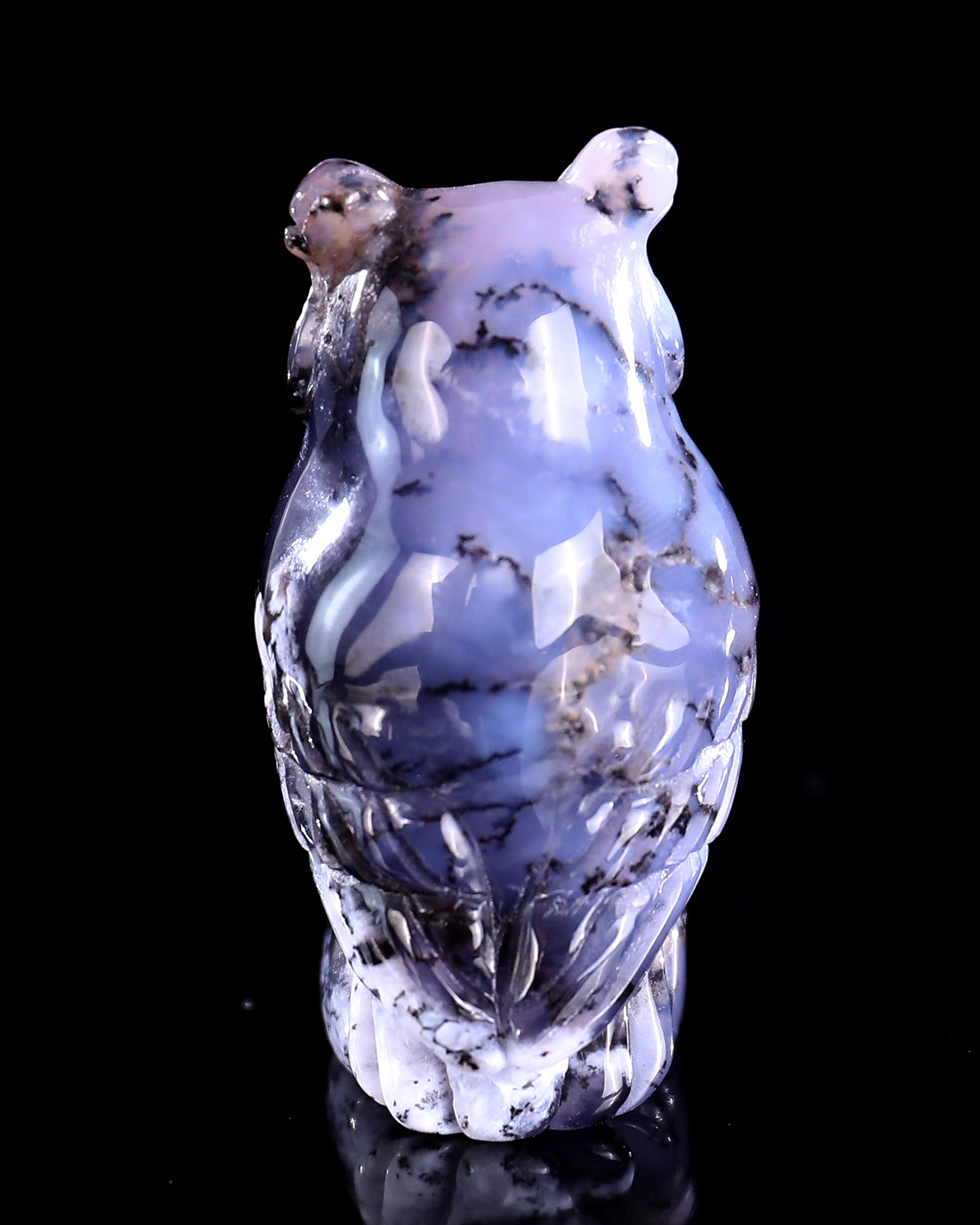 2.0" White Opal Hand Carved Crystal Owl Sculpture