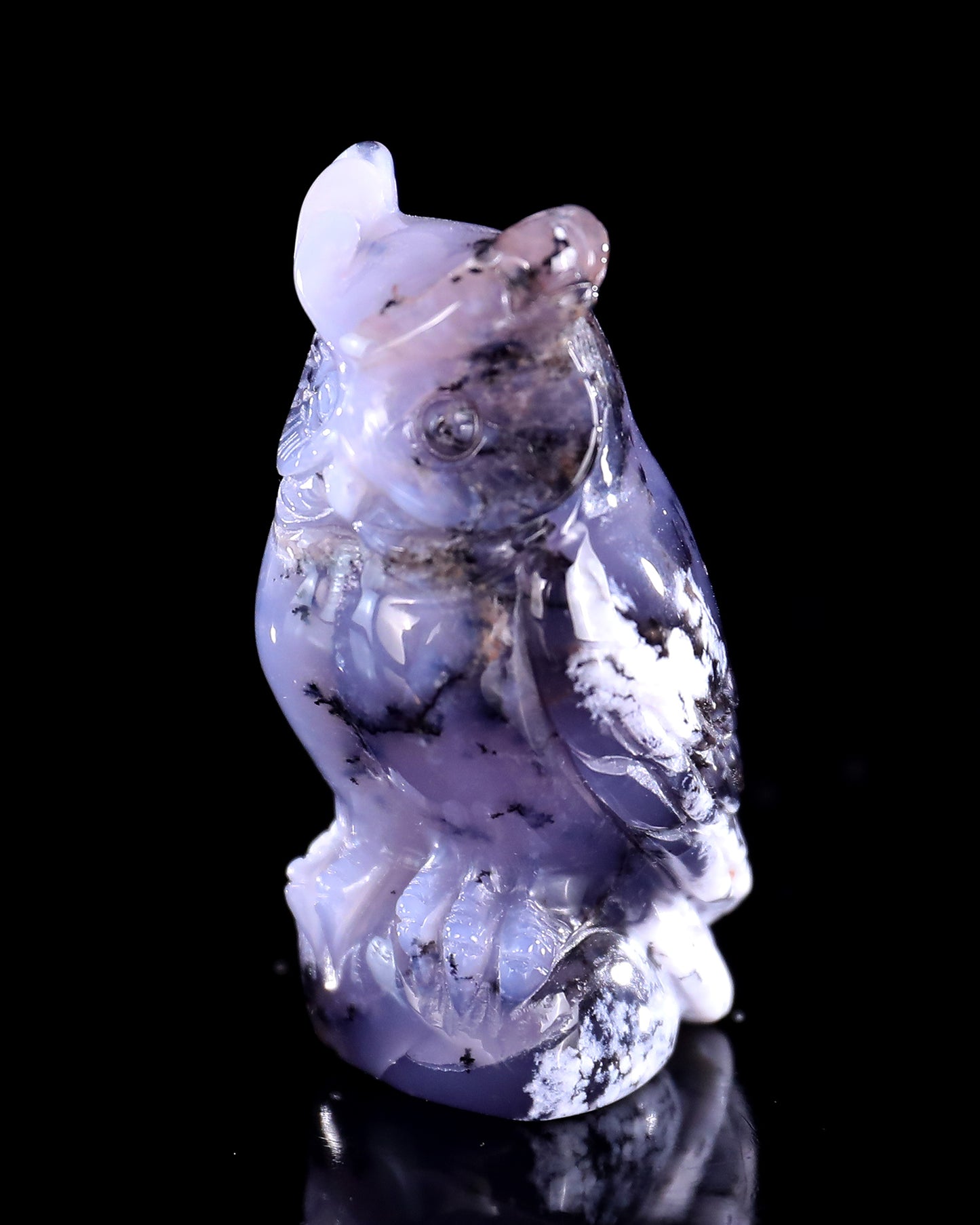 2.0" White Opal Hand Carved Crystal Owl Sculpture