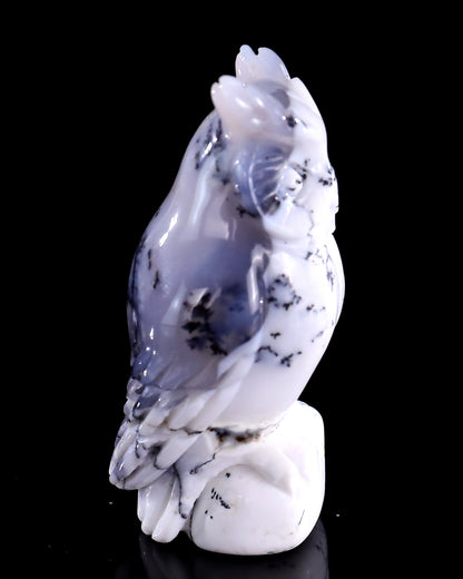 2.0" White Opal Hand Carved Crystal Owl Sculpture