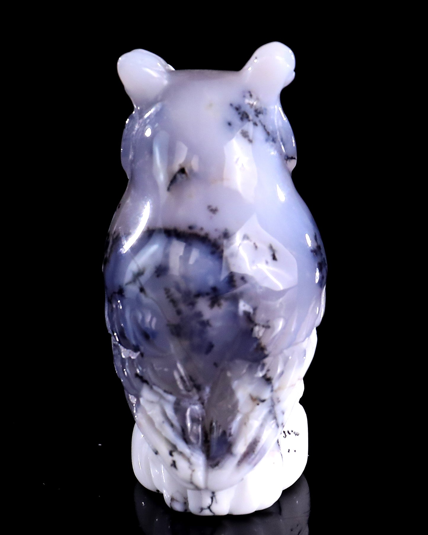 2.0" White Opal Hand Carved Crystal Owl Sculpture