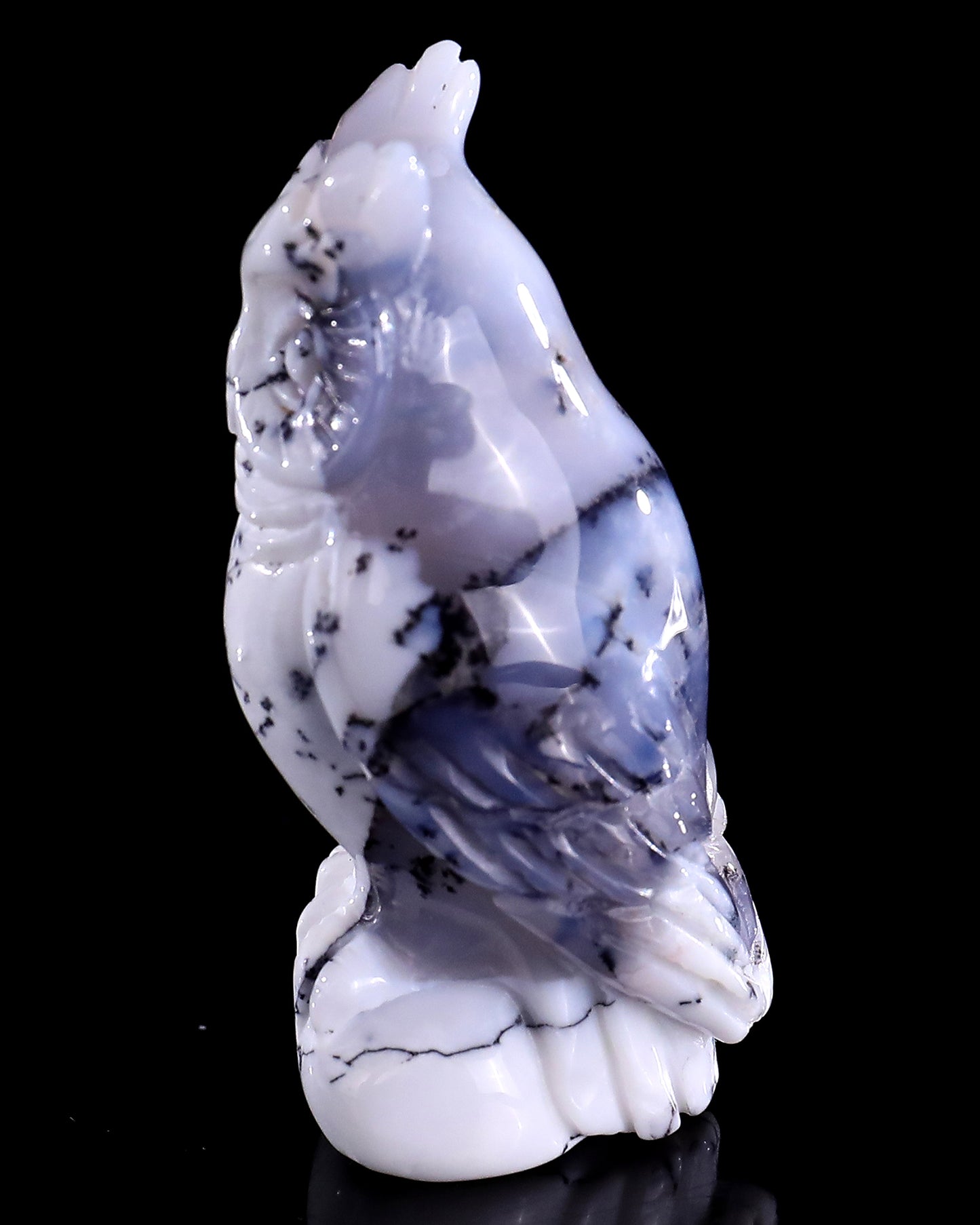 2.0" White Opal Hand Carved Crystal Owl Sculpture