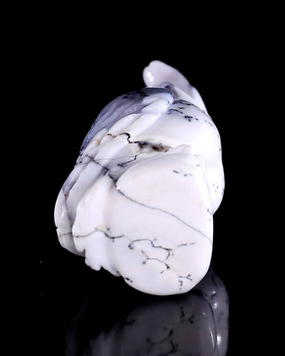 2.0" White Opal Hand Carved Crystal Owl Sculpture