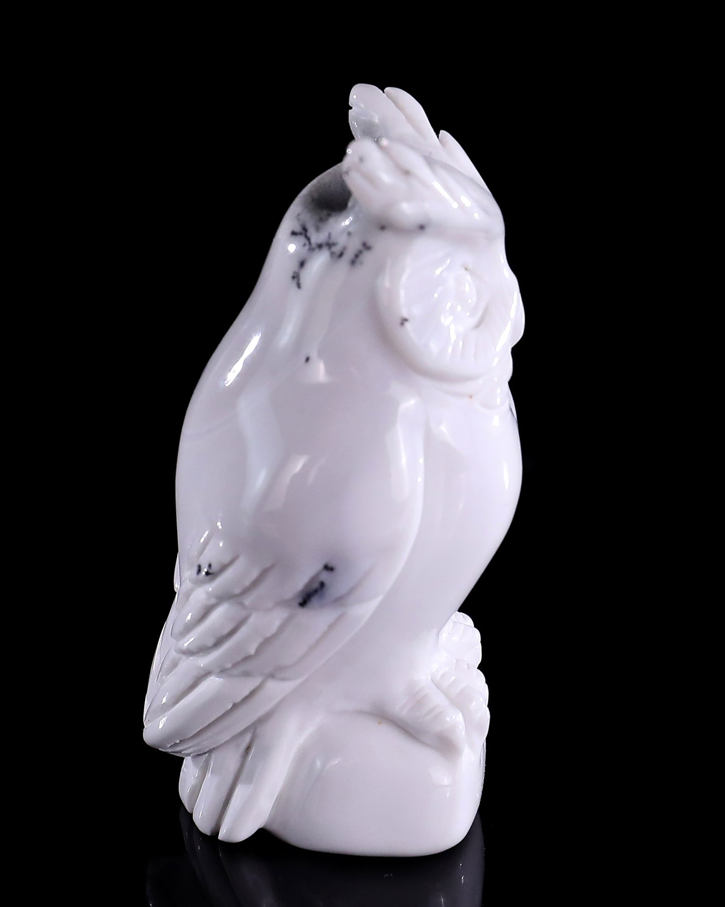 2.0" White Opal Hand Carved Crystal Owl Sculpture