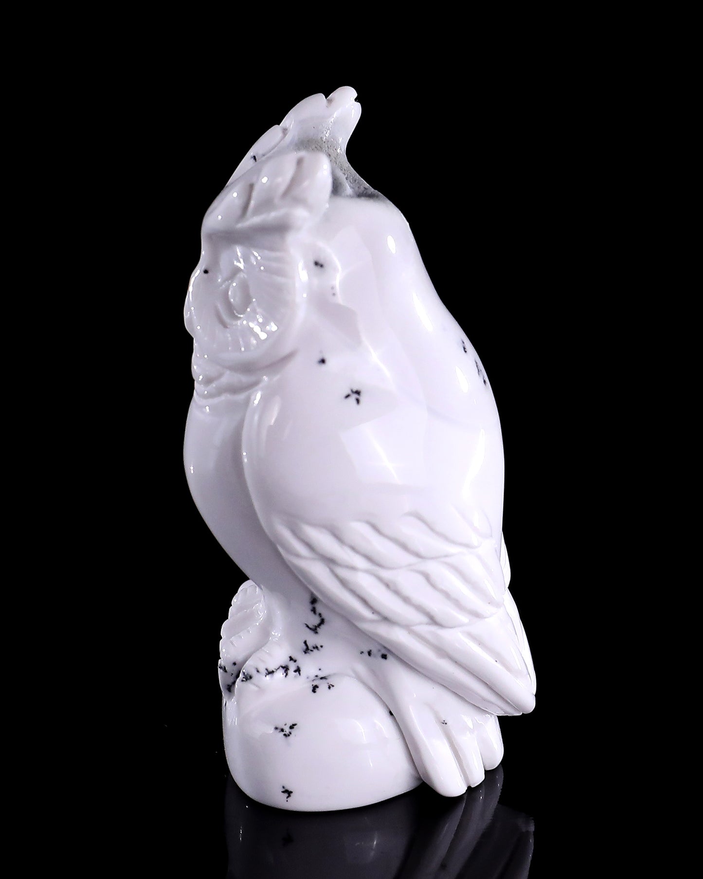 2.0" White Opal Hand Carved Crystal Owl Sculpture