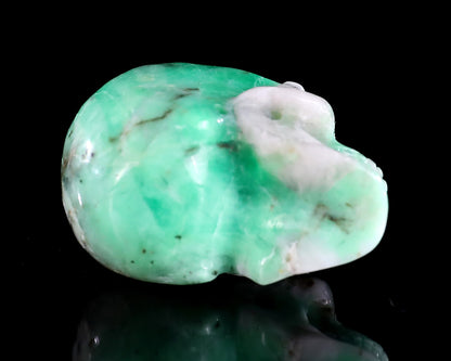 1.4" Emerald Hand Carved Crystal Realistic Skull Sculpture