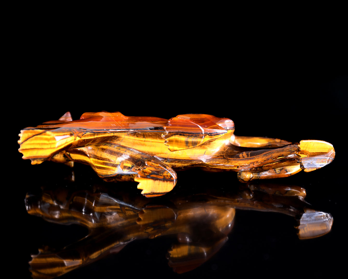 9.8" Tiger Iron Eye Hand Carved Crystal Leopard Sculpture