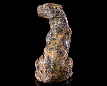 5.0" Leopard Skin Jasper Hand Carved Crystal Leopard Sculpture