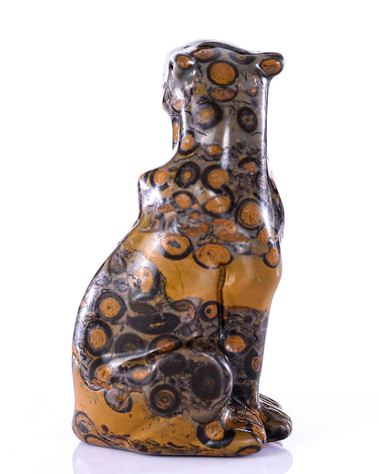 3.0" Leopard Skin Jasper Hand Carved Crystal Leopard Sculpture