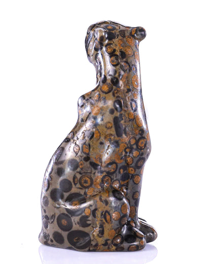 3.0" Leopard Skin Jasper Hand Carved Crystal Leopard Sculpture