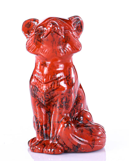 2.5" Red Jasper Hand Carved Crystal Fox Sculpture