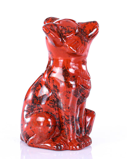 2.5" Red Jasper Hand Carved Crystal Fox Sculpture