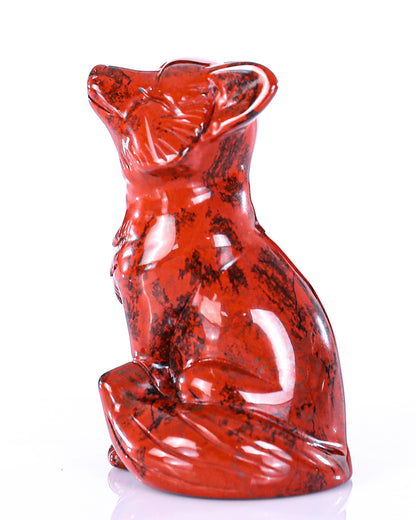 2.5" Red Jasper Hand Carved Crystal Fox Sculpture