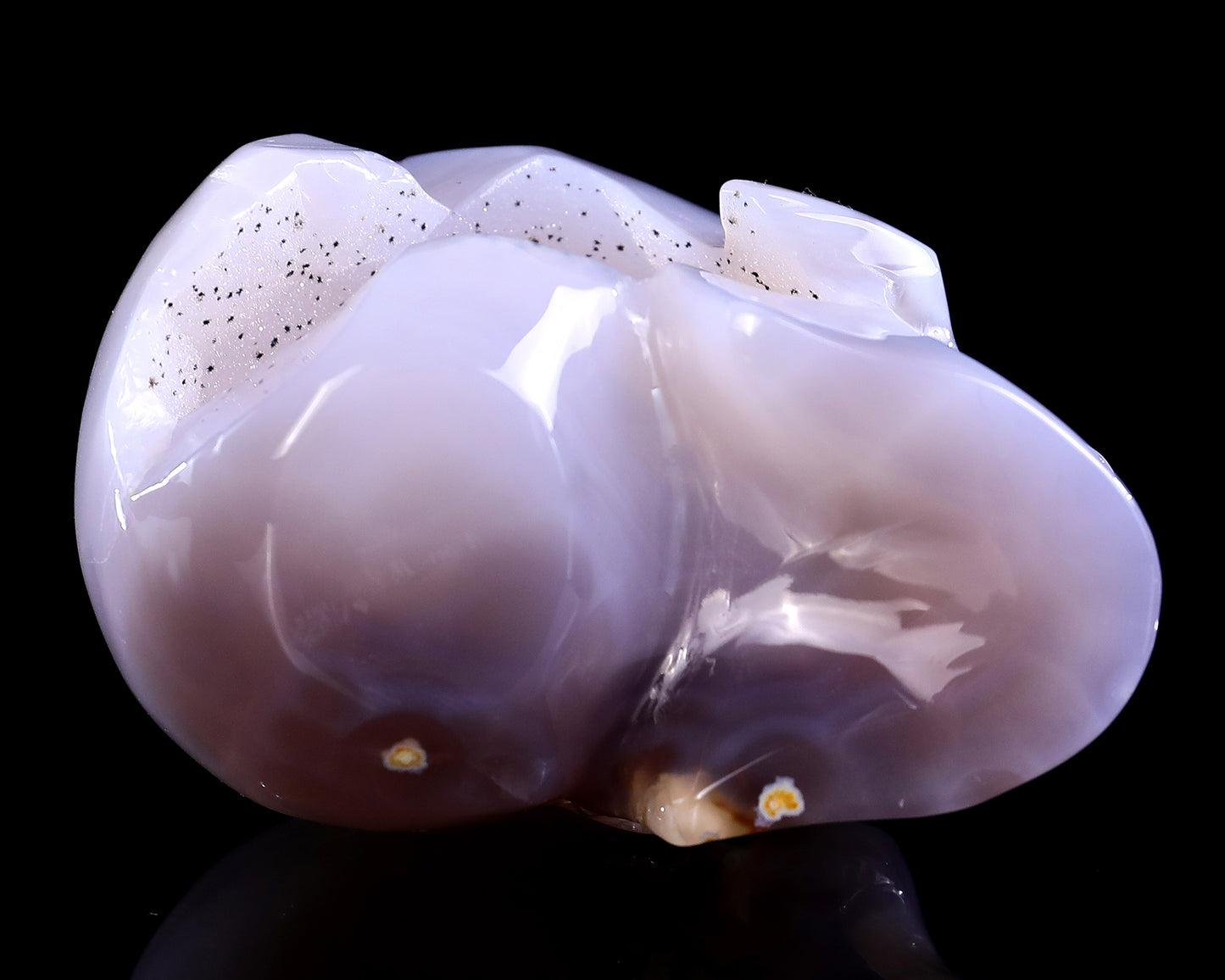 3.7" Geode Agate Hand Carved Crystal Geode Skull Sculpture