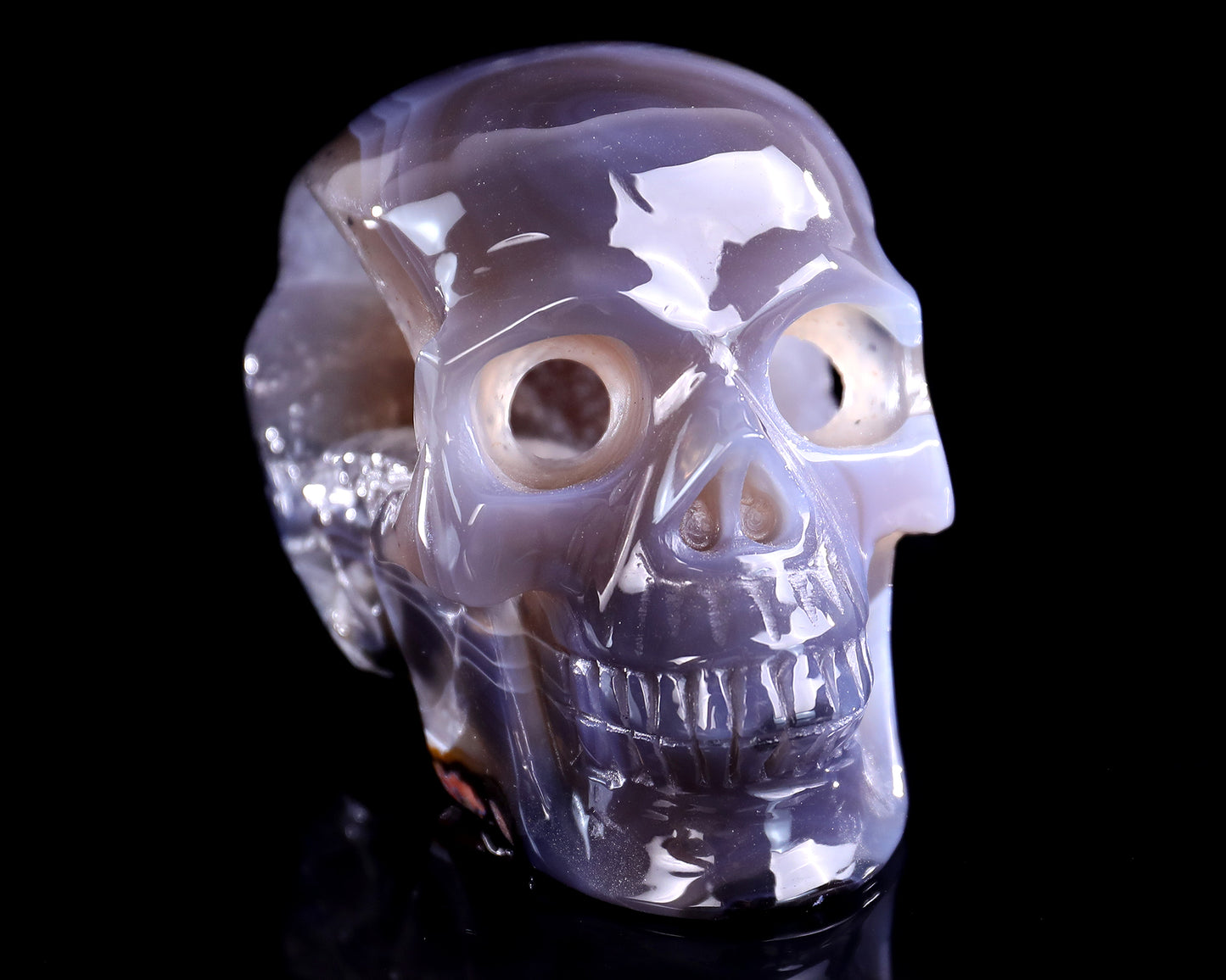 3.9" Geode Agate Hand Carved Crystal Geode Skull Sculpture