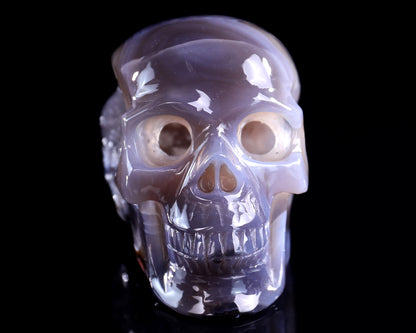 3.9" Geode Agate Hand Carved Crystal Geode Skull Sculpture