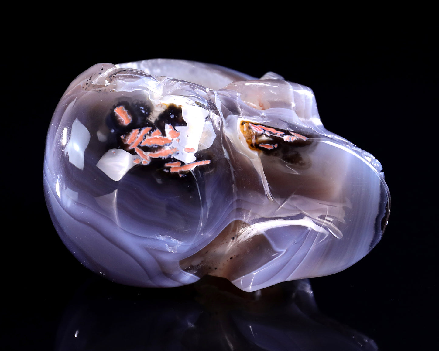 3.9" Geode Agate Hand Carved Crystal Geode Skull Sculpture