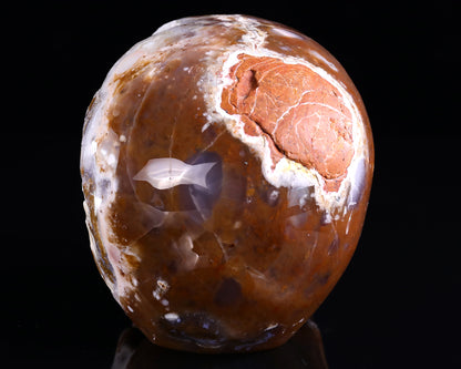 6.5" Chalcedony Hand Carved Crystal Geode Skull Sculpture