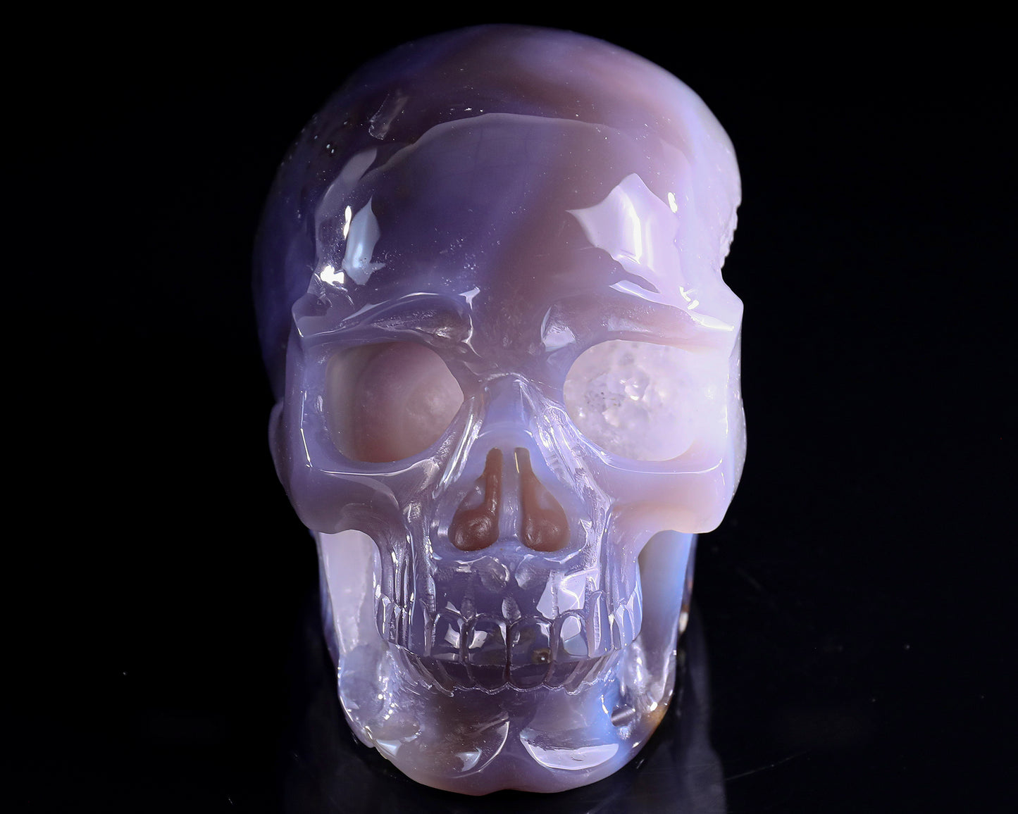 6.7" Geode Agate Hand Carved Crystal Geode Skull Sculpture